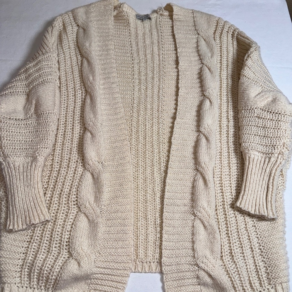 Simply Southern Cream Cable Knit Cardigan Sweater Womens Large Cocoon Dolman L - Picture 4 of 12